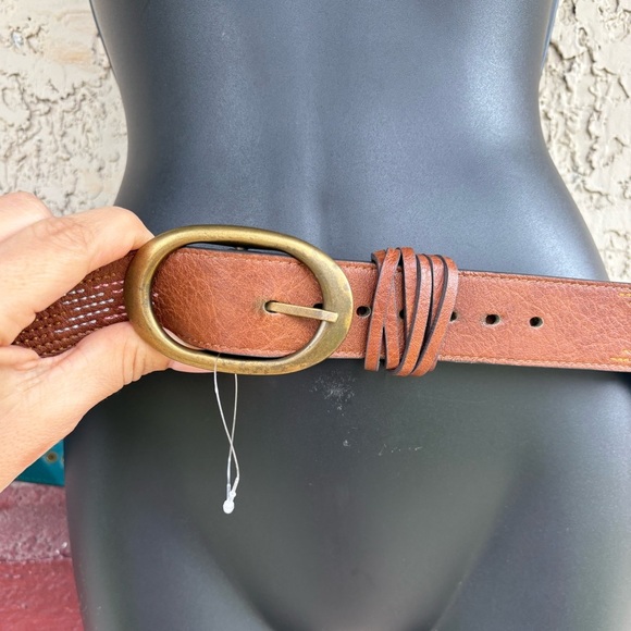 Catchfly Studios women’s brown leather western boho belt sz XXL Cross hardware - Picture 1 of 5